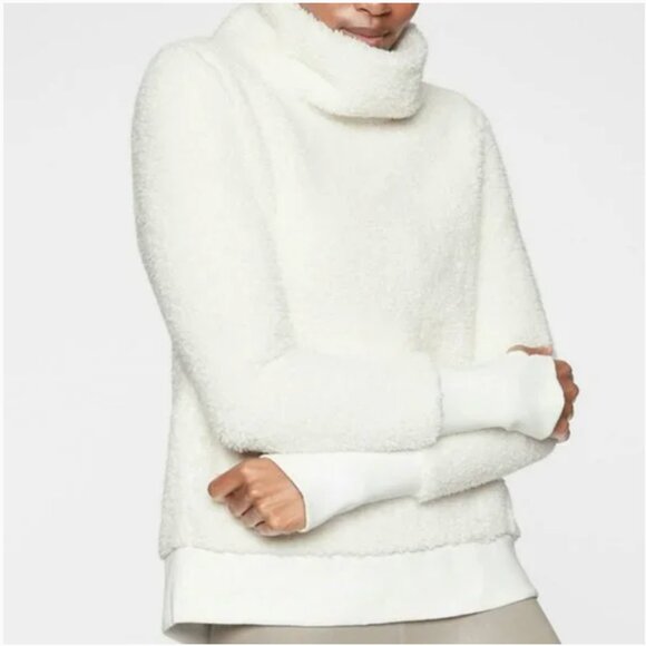 Athleta Nirvana Sherpa Funnel Neck White Sweater - S - Picture 1 of 9